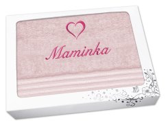 Dárkové balení ručníku MAMINKA se srdíčkem linie světle růžová
