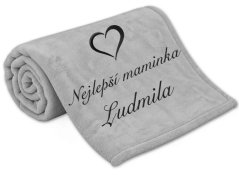 Deka Nejlepší maminka se srdíčkem a jménem 150x200 světle šedá