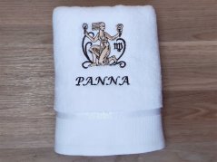 Luxusní dárkové balení ručníku Znamení Panna bílá/hnědá