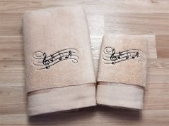 Luxusní ručník s notami 450g béžový