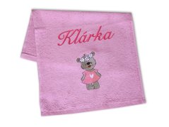 Dětský ručník se jménem 30x50 LILI Medvídek růžový