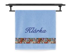 Ručník se jménem NA PŘÁNÍ 50x100 Domečky den světle modrý