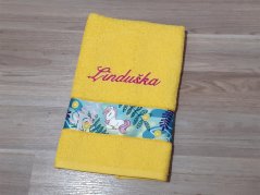 Ručník se jménem NA PŘÁNÍ 50x100 Jednorožec sytá žlutá