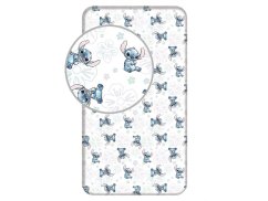 Dětské bavlněné prostěradlo s potiskem 90x200 Lilo a Stitch Ohana White