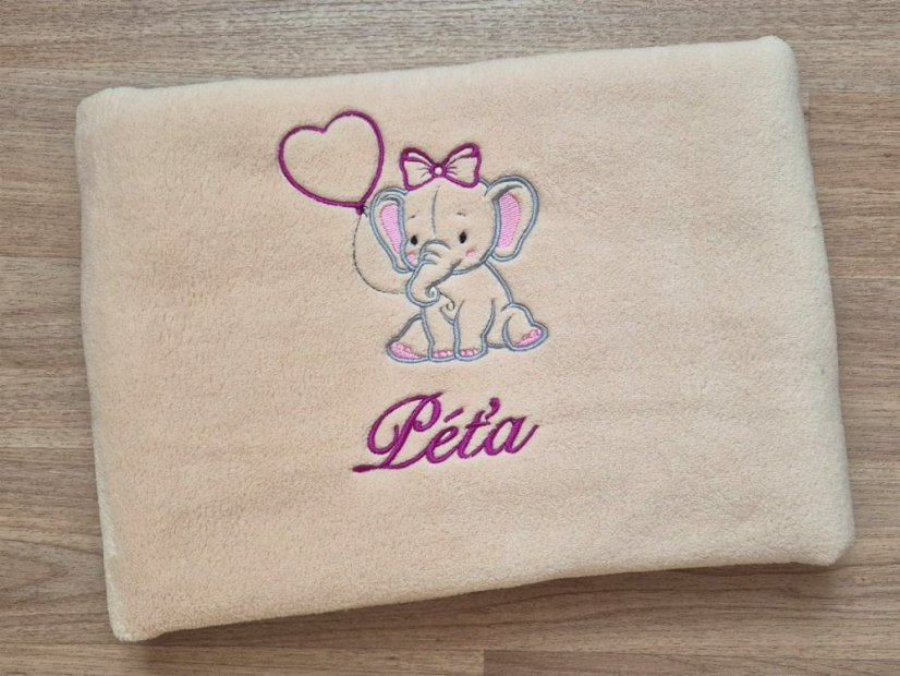 Dětská deka se jménem NA PŘÁNÍ 75x100 Slůně béžová
