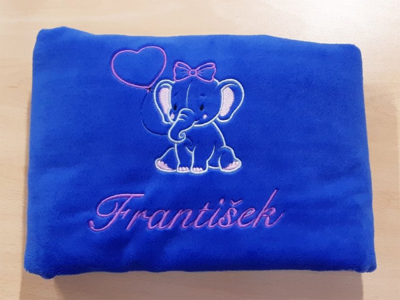 Dětská deka se jménem NA PŘÁNÍ 75x100 Slůně modrá