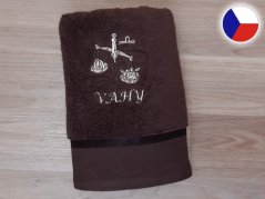 Luxusní dárkové balení ručníku Znamení Váhy tmavě hnědá/hnědá