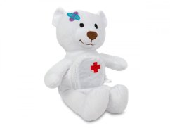 Dětský plyšák Méďa doktor bílý s kapsou 30 cm