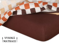 Jersey prostěradlo na vysokou matraci 180x200x25 EXCLUSIVE Tmavě hnědá