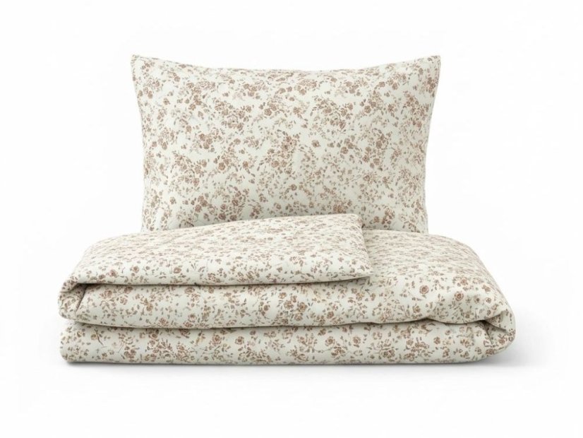 Povlečení bavlna EXCLUSIVE 2x 70x90, 200x200 Kvítí béžové