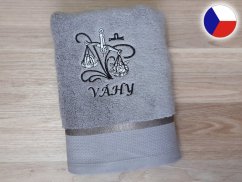 Vánoční dárkové balení ručníku Znamení Váhy šedá/šedá