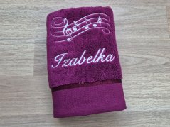 Luxusní dárkové balení osušky se jménem NA PŘÁNÍ borůvkové Noty