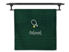 Osuška se jménem NA PŘÁNÍ tmavě zelená 70x140 Tenisová raketa