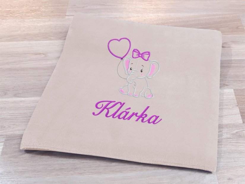 Dětská deka se jménem NA PŘÁNÍ 75x100 Slůně béžová
