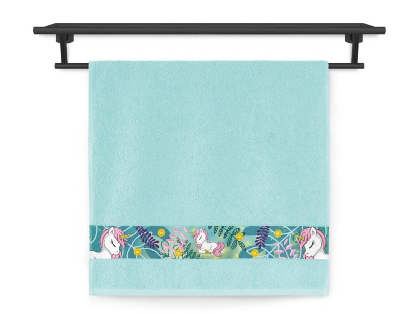 Dětský ručník 50x100 NORA TISK 450g Jednorožec mint