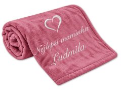 Deka Nejlepší maminka se srdíčkem a jménem 150x200 starorůžová
