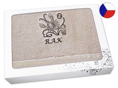 Luxusní dárkové balení ručníku Znamení Rak béžová/hnědá