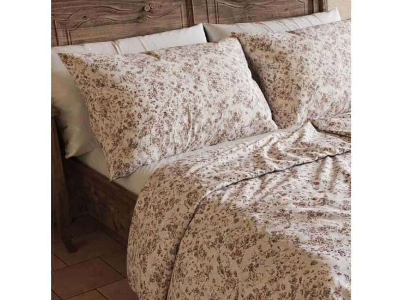 Povlečení bavlna EXCLUSIVE 2x 70x90, 200x200 Kvítí béžové