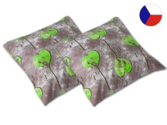Saténový dekorační polštářek 40x40 GEON Moderní srdce zelené