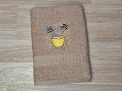 Luxusní osuška pro včelaře Včelky na medu tmavě béžová