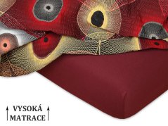 Jersey prostěradlo na vysokou matraci 90x200x25 EXCLUSIVE Bordó