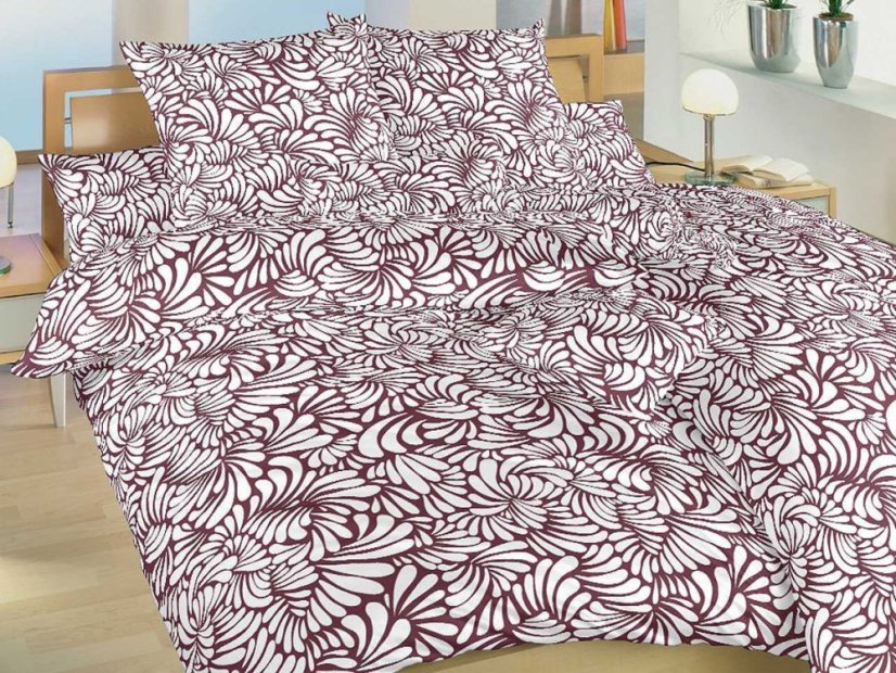 Bavlněné povlečení 240x220, 2x 70x90 KOMFORT Iluze bordó
