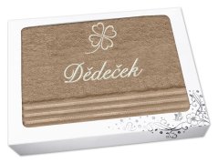 Dárkové balení osušky DĚDEČEK se čtyřlístkem linie tmavě béžová