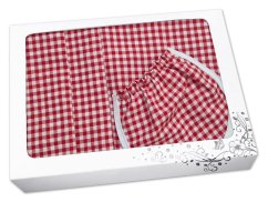 Dárkové set do kuchyně Malá kostička červenobílá - zástěra + chňapka + utěrka