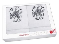 Vánoční dárková sada ručník + osuška Znamení Rak bílá/šedá