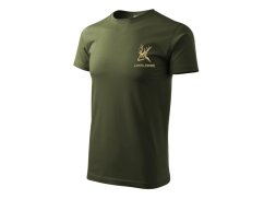 Tričko pro myslivce s výšivkou military - XL Jelen