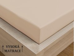 Luxusní saténové prostěradlo na vysokou matraci 90x200 Béžové