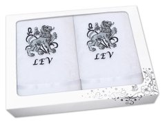 Luxusní dárková sada ručník + osuška Znamení Lev bílá/šedá