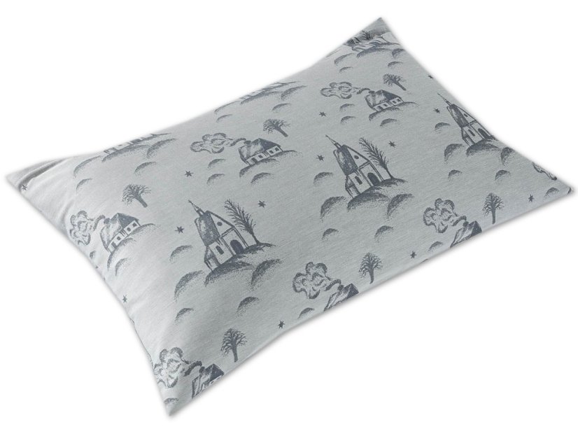 Povlak na polštář 50x70 damašek EXCELLENT GEON Vesnička v zimě šedá