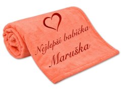 Deka Nejlepší babička se srdíčkem a jménem 150x200 lososová