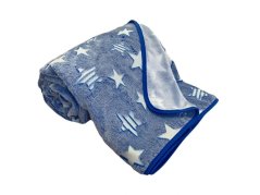 Dětská svítící deka mikroplyš SLEEP WELL 100x150 Hvězdy modré 290g
