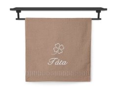 Ručník TÁTA se čtyřlístkem 50x100 ratanika tmavě béžová