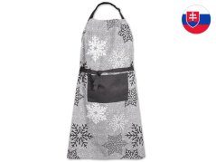 Vánoční bavlněná kuchyňská zástěra Vločka šedá