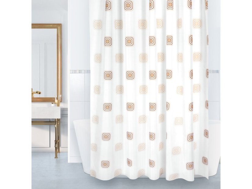 Sprchový závěs do koupelny 180x200 Čtverce béžové