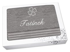 Dárkové balení osušky TATÍNEK se čtyřlístkem linie tmavě šedá