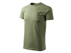 Tričko pro myslivce s výšivkou khaki- 3XL Jelen