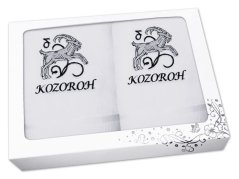 Luxusní dárková sada ručník + osuška Znamení Kozoroh bílá/šedá