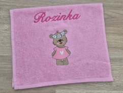 Dětský ručník se jménem 30x50 Medvídek růžový - ROZINKA