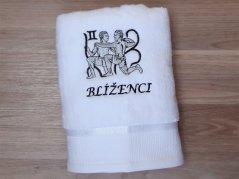 Luxusní dárkové balení ručníku Znamení Blíženci bílá/šedá