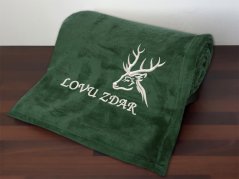 Deka pro myslivce 150x200 Hlava jelena + Lovu zdar zelená