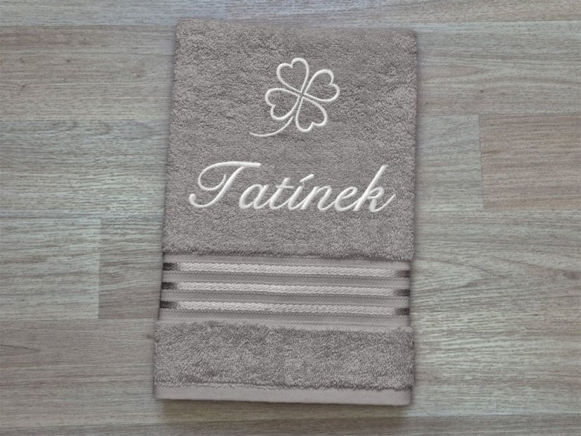 Osuška TATÍNEK se čtyřlístkem 70x140 linie tmavě šedá