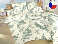 Luxusní prodloužené povlečení bavlněný satén Kapradí banán 70x90, 140x220