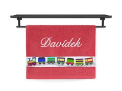 Dětský ručník se jménem NA PŘÁNÍ 30x50 Mašinky červené