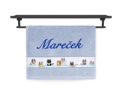Dětský ručník se jménem NA PŘÁNÍ 30x50 Zvědavá koťátka světle modrá