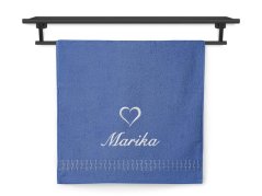 Ručník se jménem ratanika modrá 50x100 Srdce