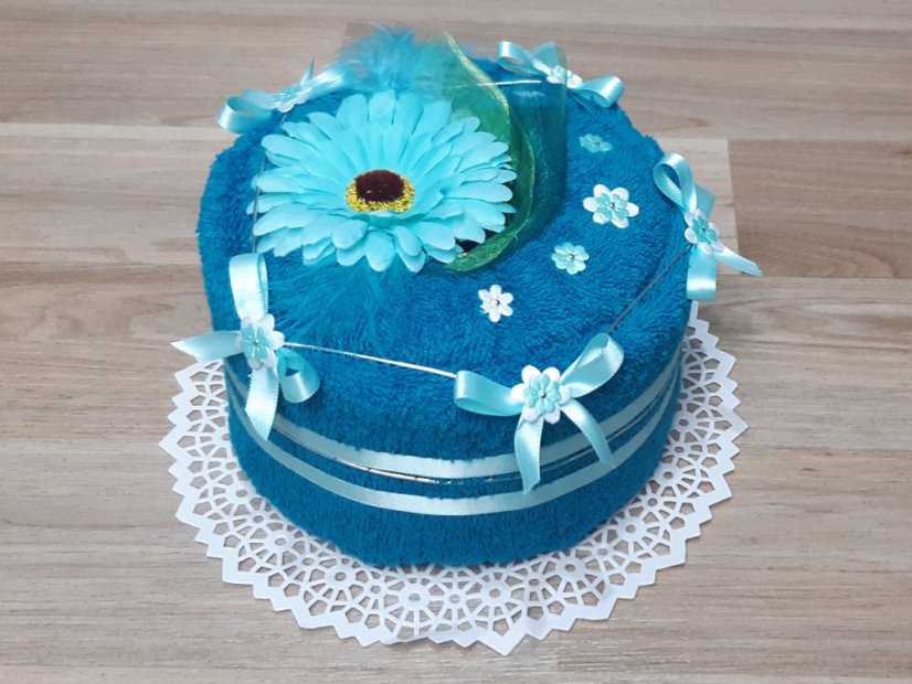 Malý dort z ručníku SAM azurově modrý